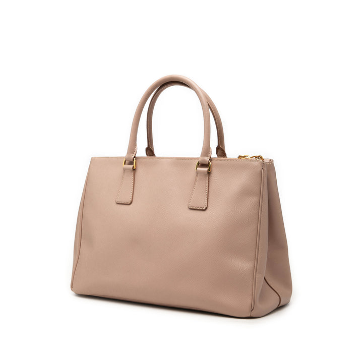 Prada Lux Galleria Double Zippé Sac Moyen Saffiano Beige – vue 2 – GABY PARIS