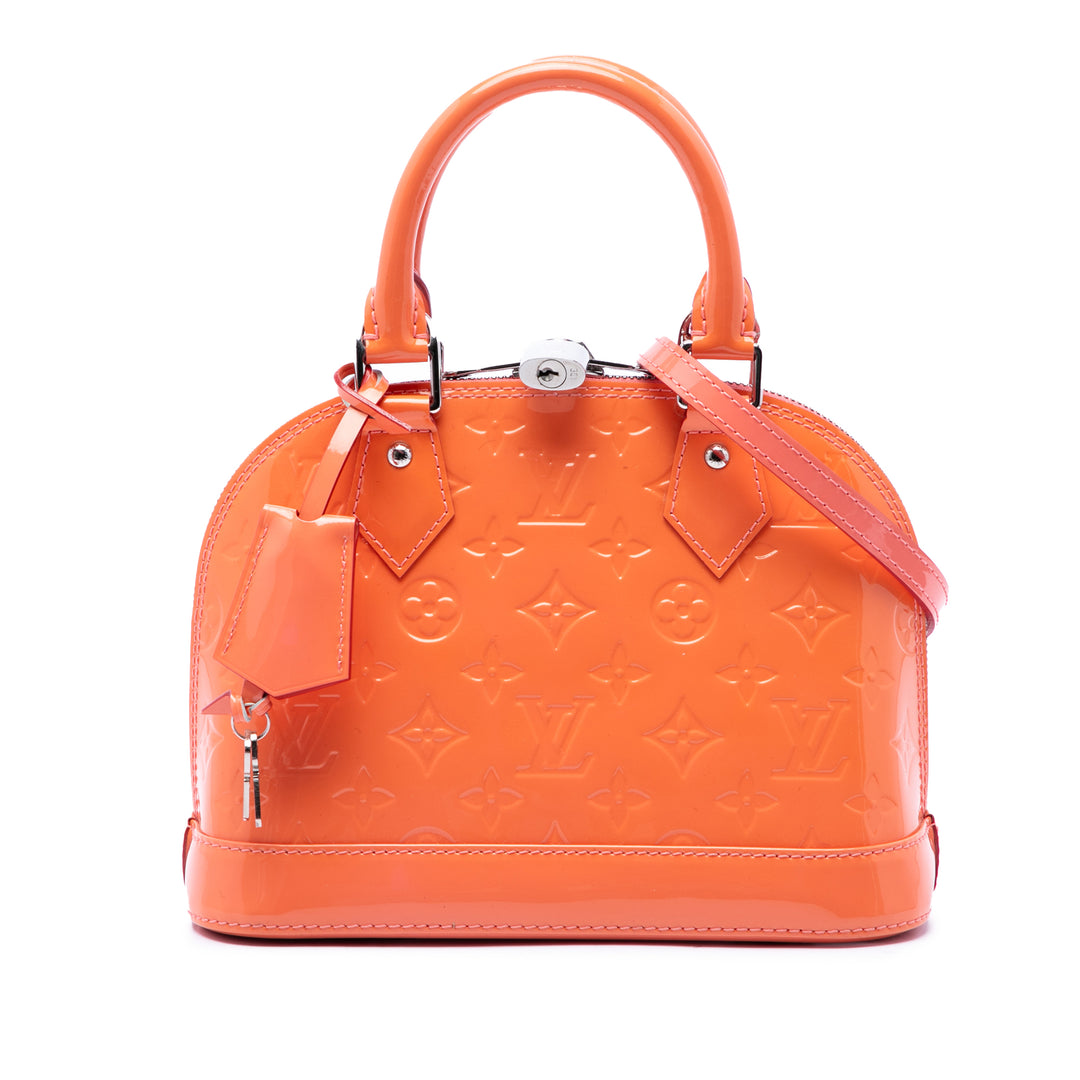 Louis Vuitton Alma BB Cuir verni Monogram Orange – vue principale – GABY PARIS