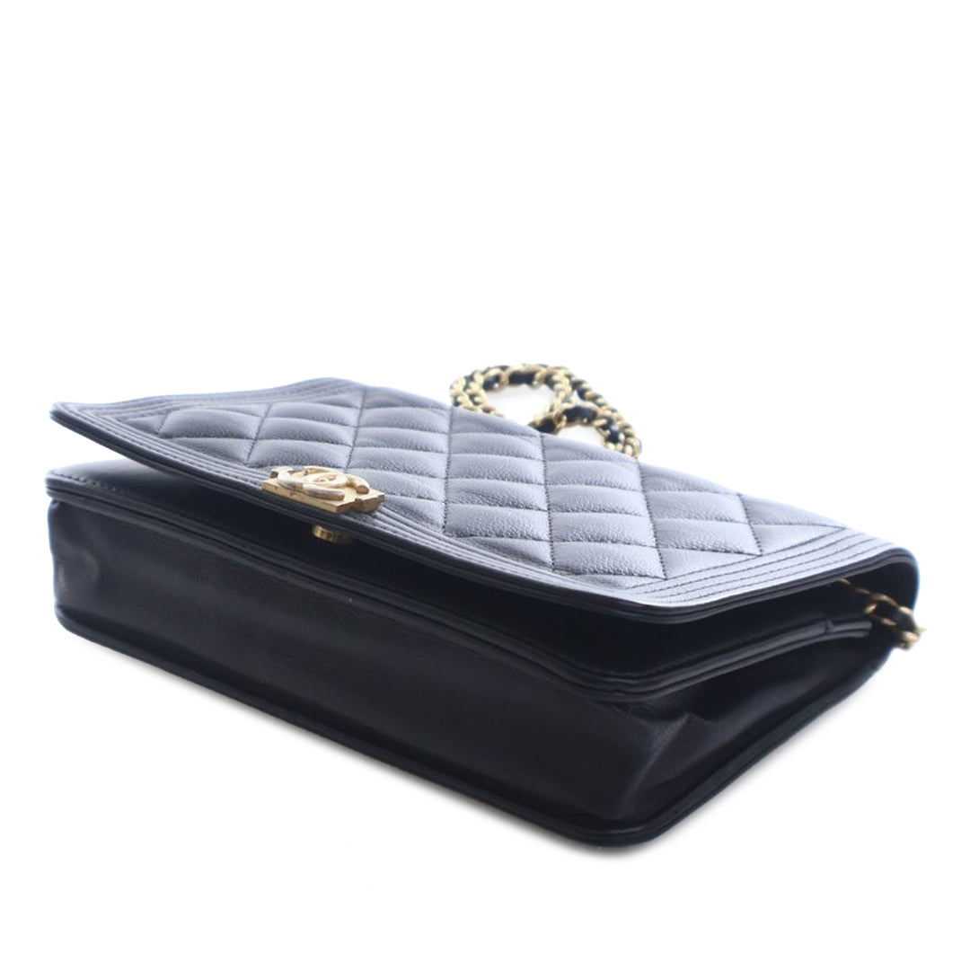 Chanel Matelassé Caviar Boy Wallet on Chain