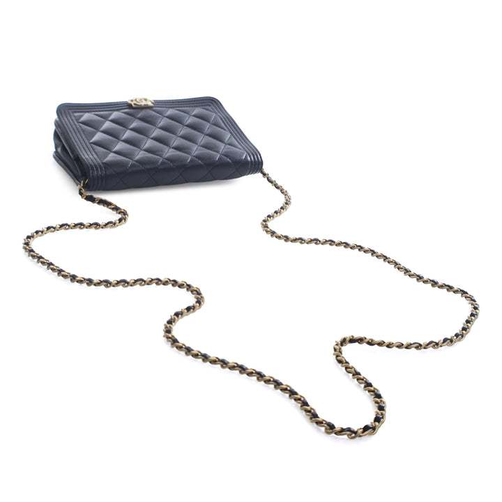 Chanel Matelassé Caviar Boy Wallet on Chain