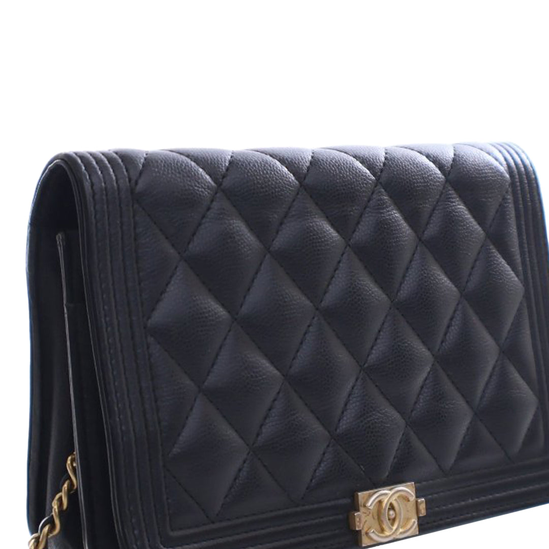 Chanel Matelassé Caviar Boy Wallet on Chain