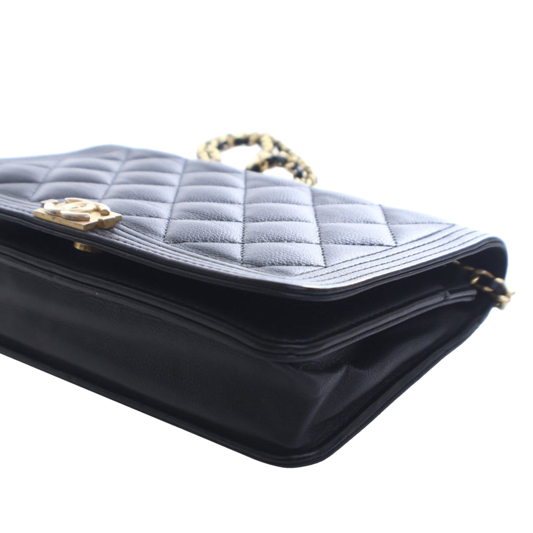 Chanel Matelassé Caviar Boy Wallet on Chain