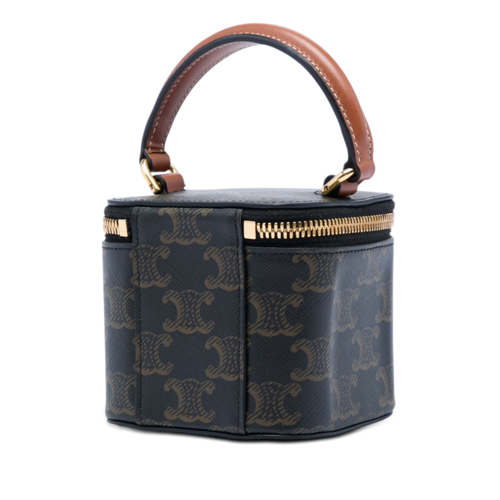 Celine Vanity Triomphe Triomphe enduite Mini Marron – vue 2 – GABY PARIS