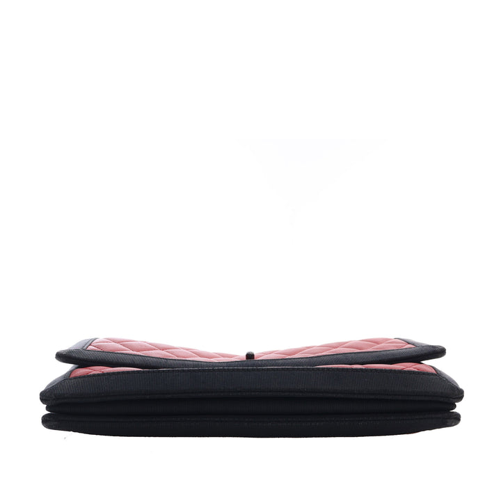 Chanel CC Bicolore Matelassé Grosgrain Rabat simple Moyen Cuir d'agneau