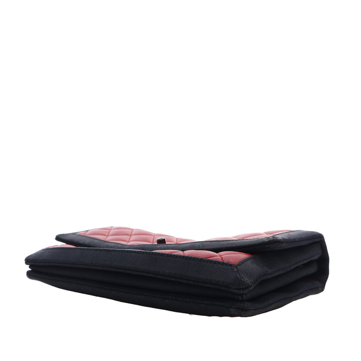 Chanel CC Bicolore Matelassé Grosgrain Rabat simple Moyen Cuir d'agneau