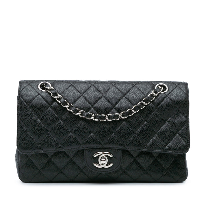 Medium Classic Caviar Double Flap Black - Gaby Paris