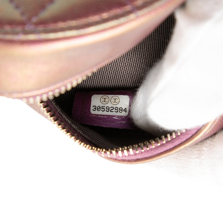 Chanel Matelassé Irisé Rond Pochette avec chaîne Cuir d'agneau
