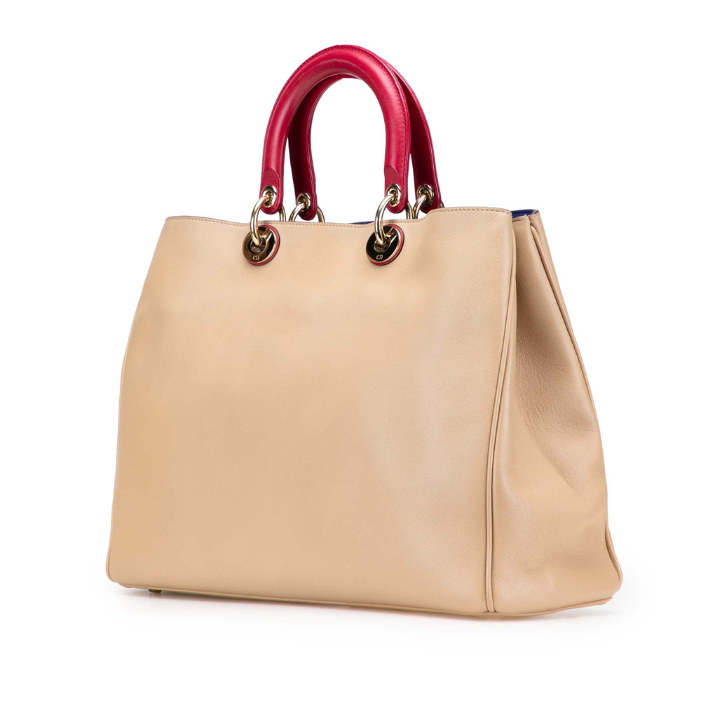 Large Bicolor Leather Diorissimo Satchel Brown - Gaby Paris