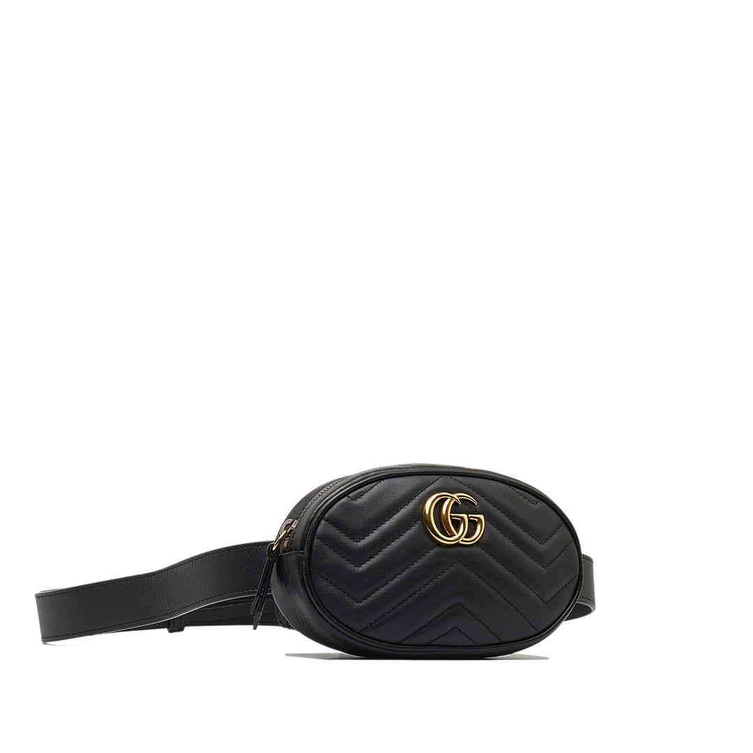 GG Marmont Matelasse Belt Bag Black - Gaby Paris