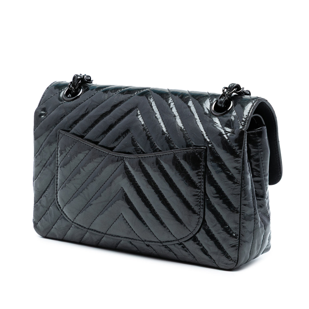 Chanel Small Classic Chevron Cuir verni So Double rabat