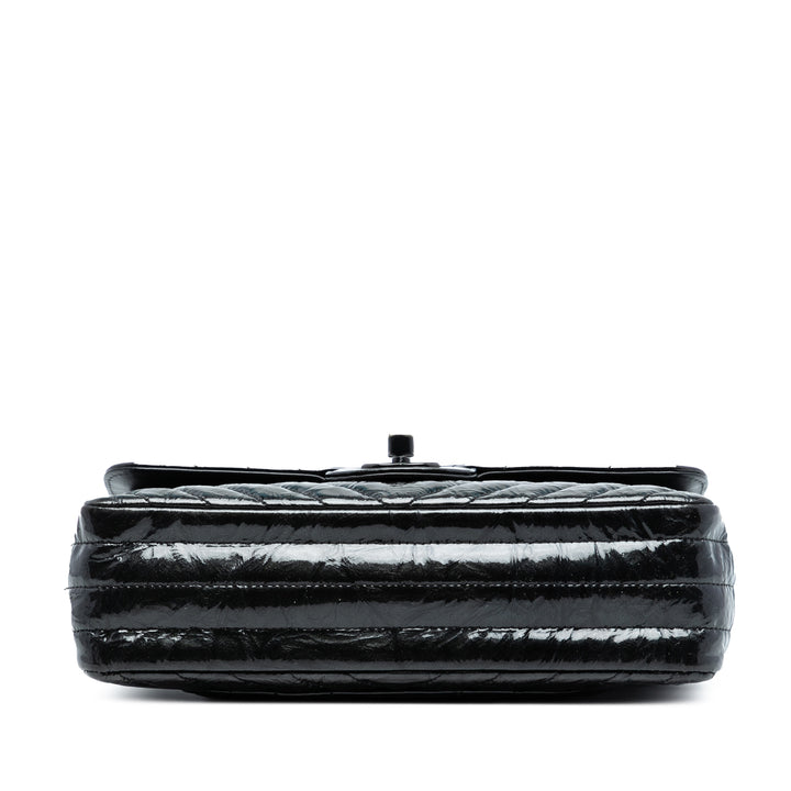 Chanel Small Classic Chevron Cuir verni So Double rabat