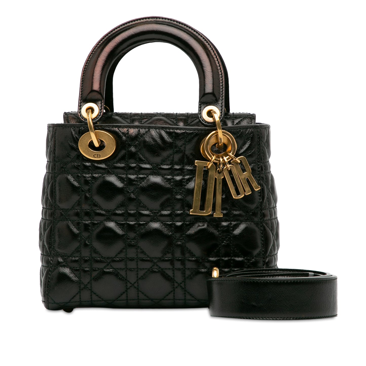 Small Crinkled Patent Cannage Lucky Badges My Lady Dior Black - Gaby Paris