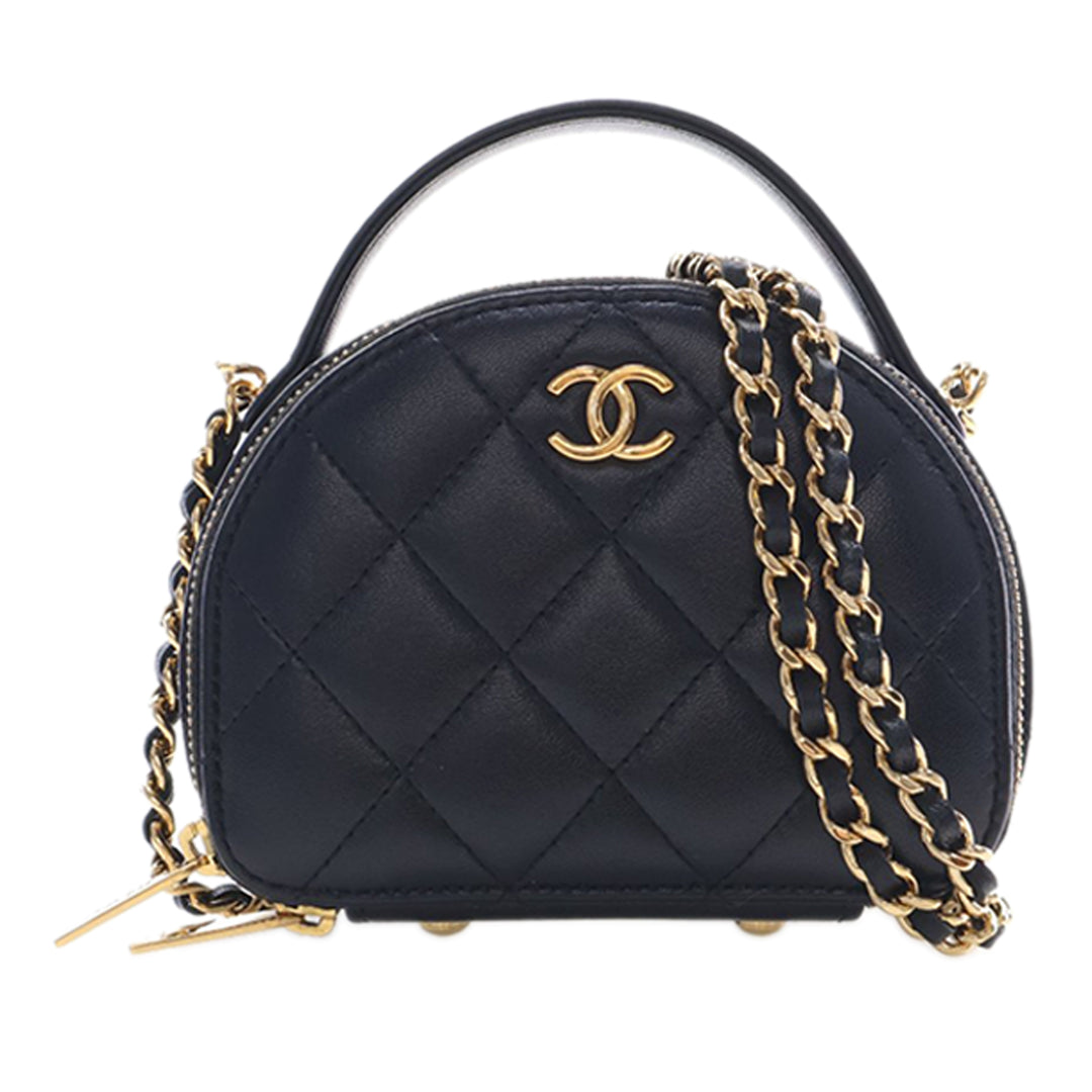 Chanel Vanity Matelassé Chic Riviera Petit Cuir d'agneau Noir – vue principale – GABY PARIS