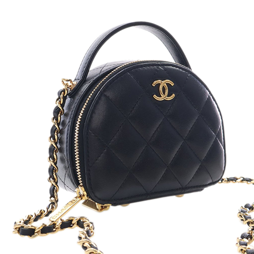 Chanel Vanity Matelassé Chic Riviera Petit Cuir d'agneau Noir – vue 3 – GABY PARIS