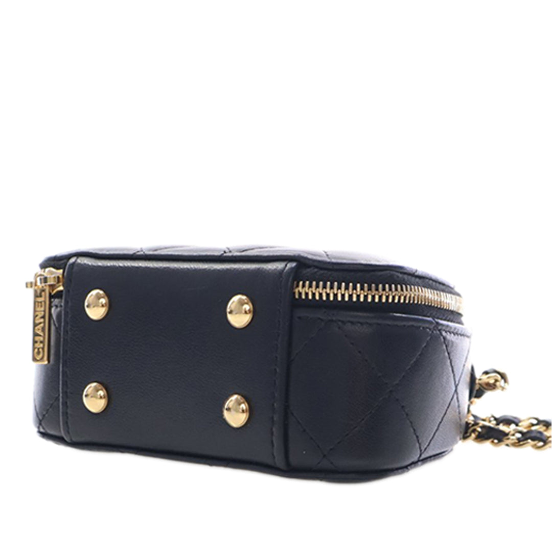Chanel Vanity Matelassé Chic Riviera Petit Cuir d'agneau Noir – vue 5 – GABY PARIS
