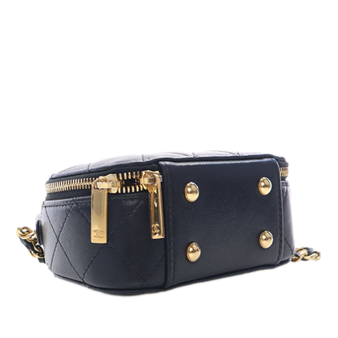 Chanel Vanity Matelassé Chic Riviera Petit Cuir d'agneau Noir – vue 6 – GABY PARIS