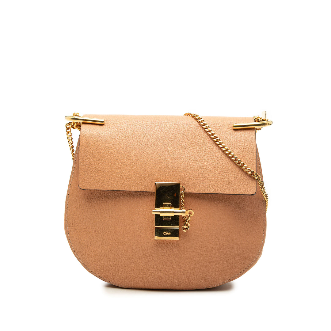 Chloé Sac bandoulière Grained Drew Petit Cuir d'agneau Marron – vue principale – GABY PARIS