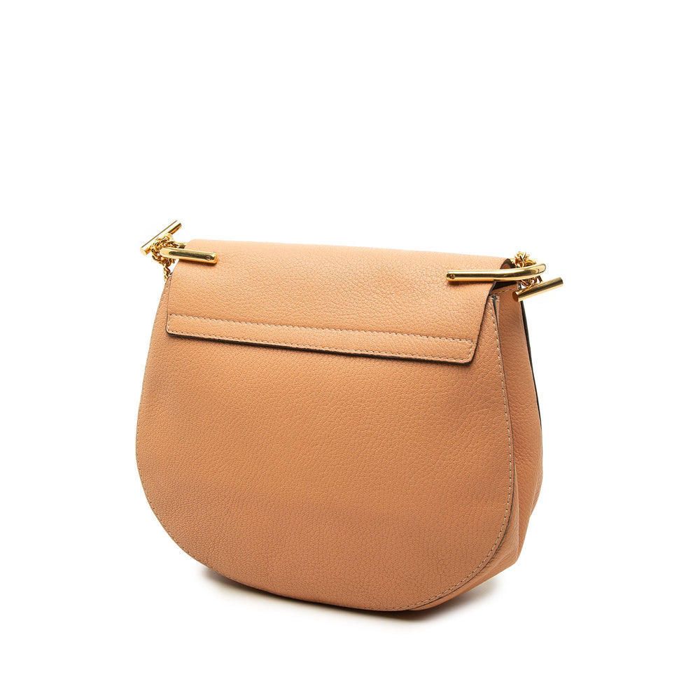 Chloé Sac bandoulière Grained Drew Petit Cuir d'agneau Marron – vue 2 – GABY PARIS