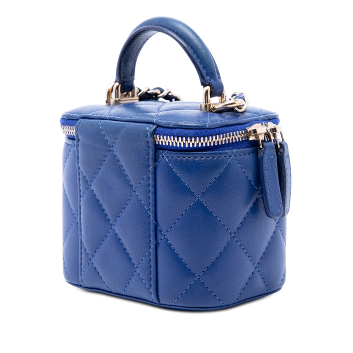 Chanel Mini CC Matelassé Cuir d'agneau anse supérieure Vanity avec chaîne