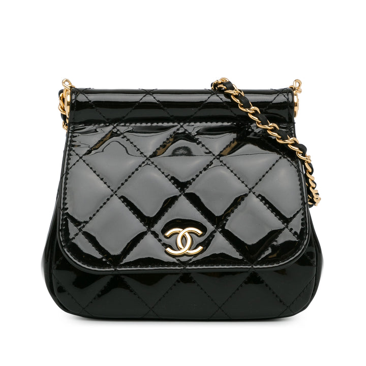 Patent Frame Clutch Flap with Chain Black - Gaby Paris