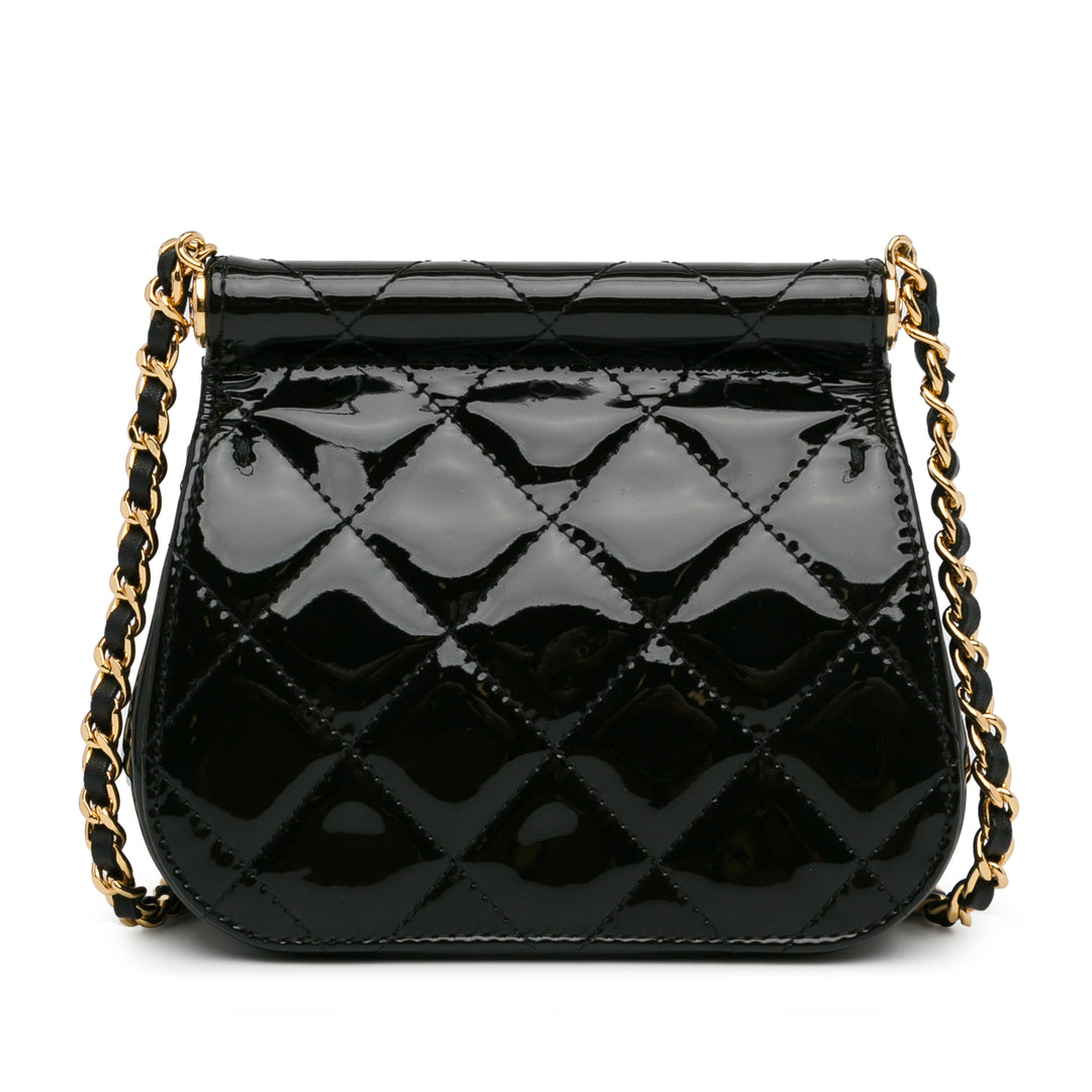 Patent Frame Clutch Flap with Chain Black - Gaby Paris