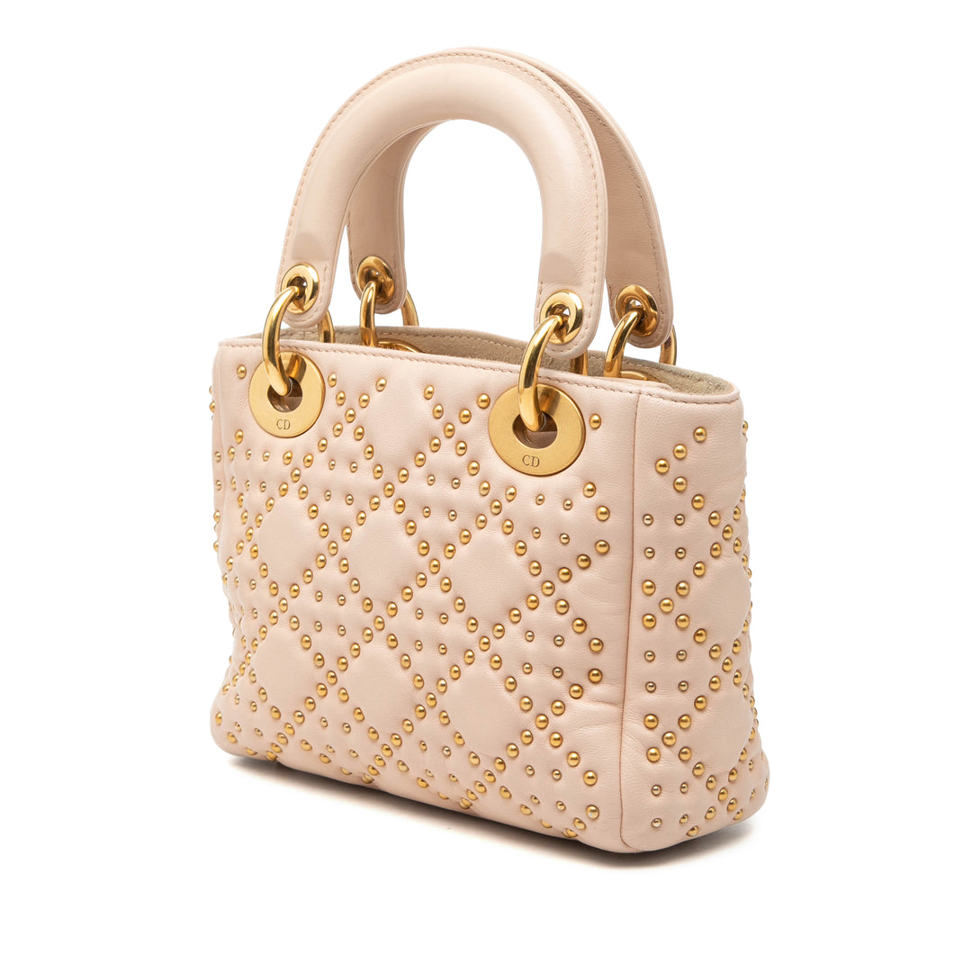 Dior Mini Cuir d’agneau Cannage clouté Supple Lady Dior