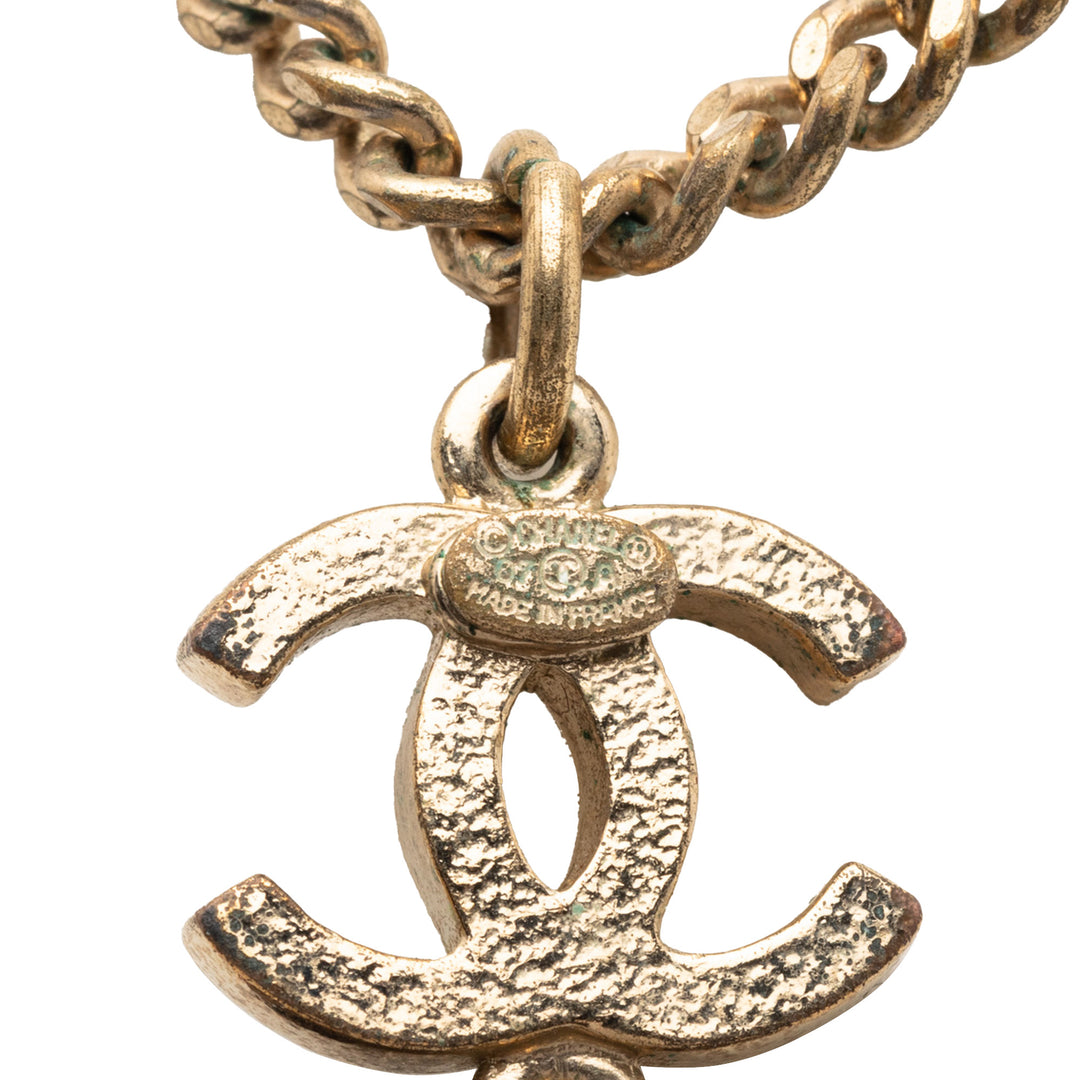 Chanel CC plaqué Émail Velours Bow Pendant Collier