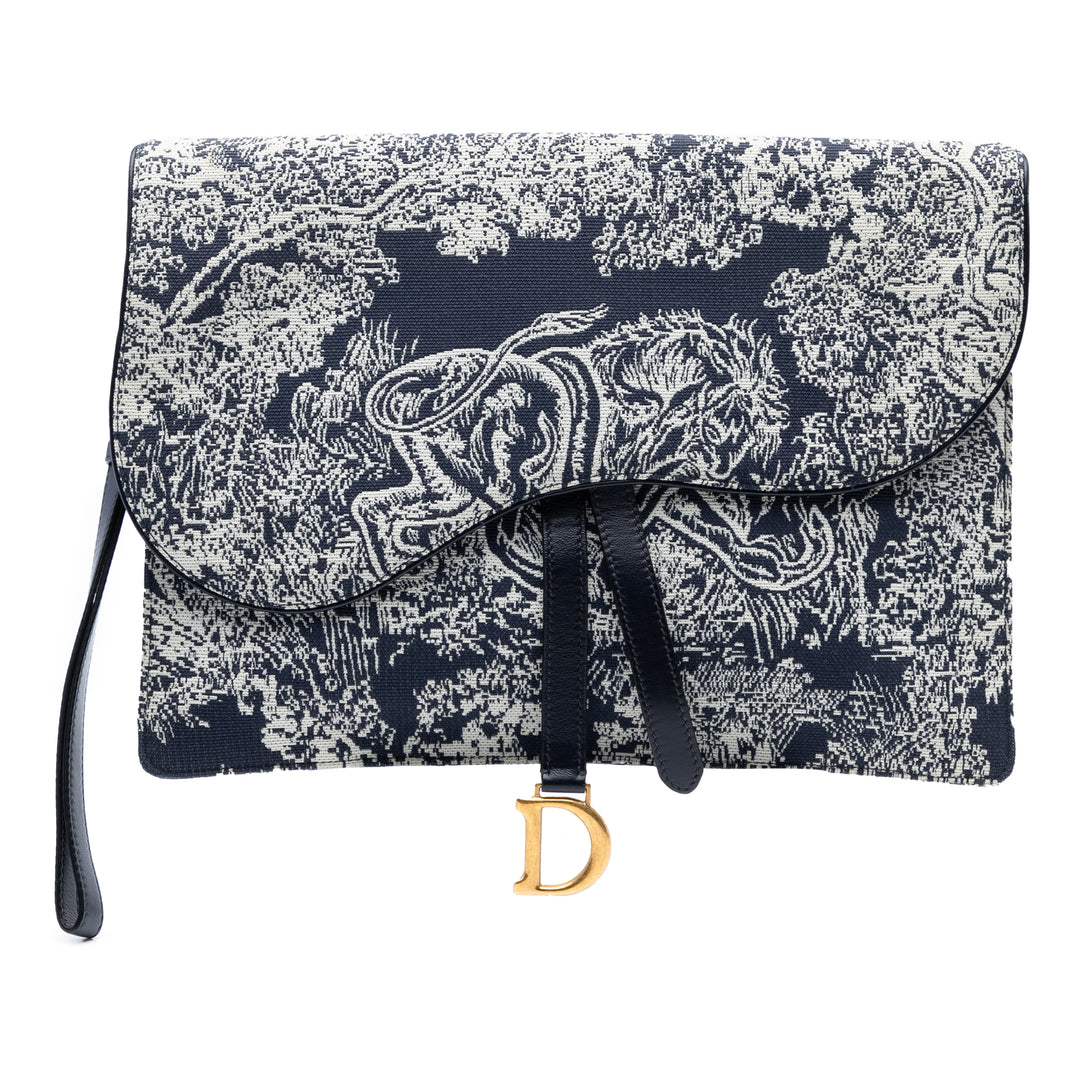 Dior Toile Reverse Embroidered Toile de Jouy Pochette Bleu – GABY PARIS Authentique