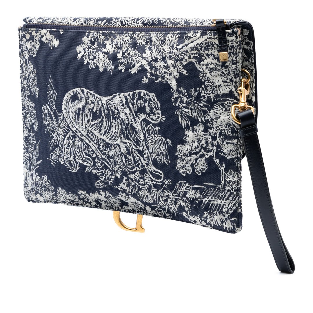 Dior Toile Reverse Embroidered Toile de Jouy Pochette Bleu – GABY PARIS Authentique