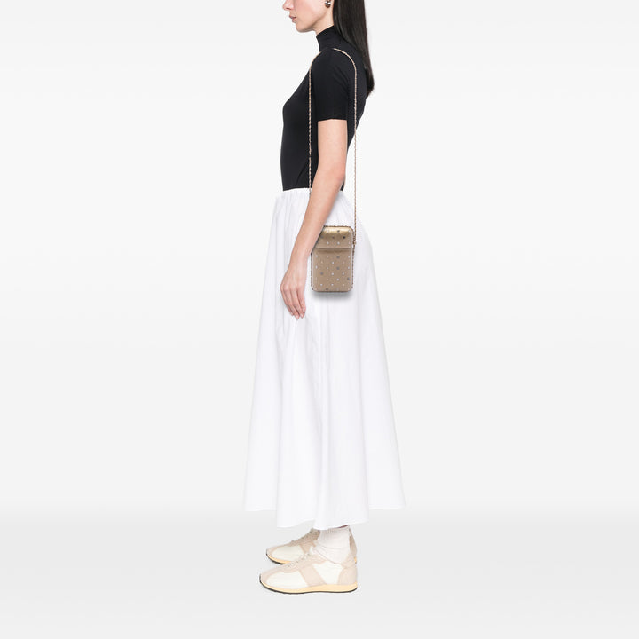 Chanel CC Matelassé et clouté Métallisé Sac rond à chaîne Étui téléphone Cuir d'agneau Doré – vue 6 – GABY PARIS