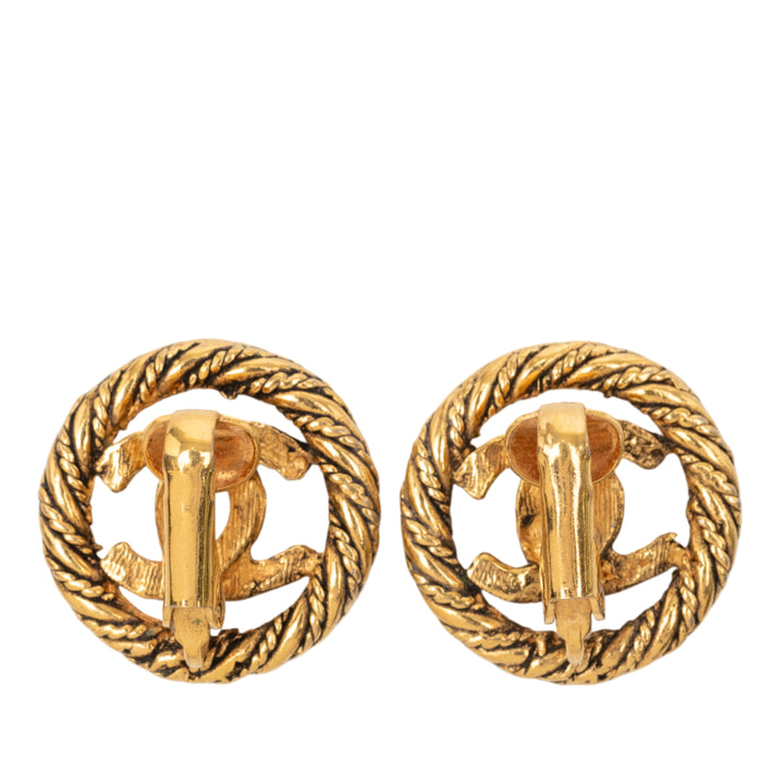 Chanel CC plaqué Rond Clip on Boucles d’oreilles