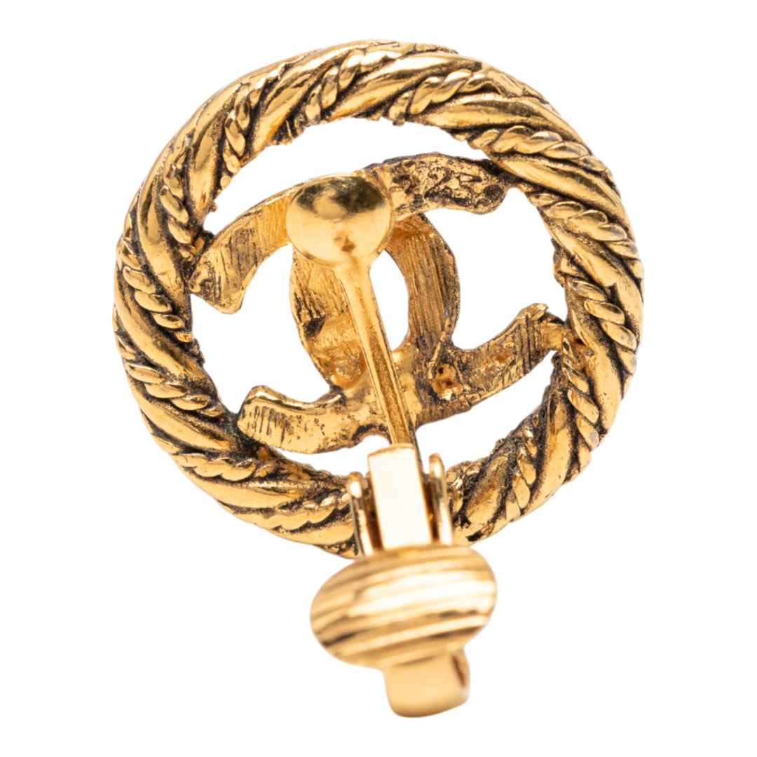 Chanel CC plaqué Rond Clip on Boucles d’oreilles