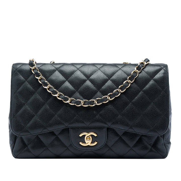 Classic Rabat simple Jumbo Cuir caviar Noir