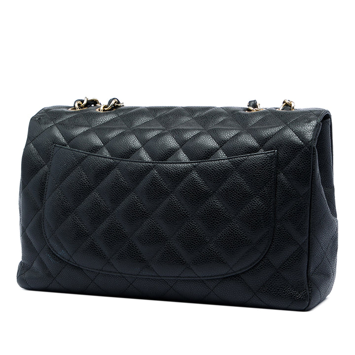 Classic Rabat simple Jumbo Cuir caviar Noir