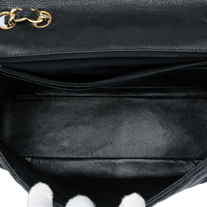 Classic Rabat simple Jumbo Cuir caviar Noir