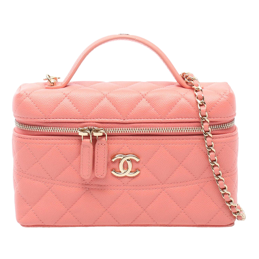 Chanel CC Matelassé Vanity Cuir caviar Rose – vue principale – GABY PARIS