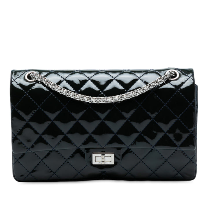 Chanel Reissue 2.55 Cuir verni Double rabat 226 Bleu – GABY PARIS Authentique