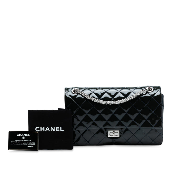 Chanel Reissue 2.55 Cuir verni Double rabat 226 Bleu – GABY PARIS Authentique