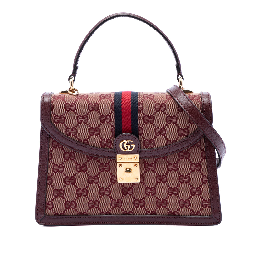 Gucci Small GG Toile Web Ophidia anse supérieure à rabat