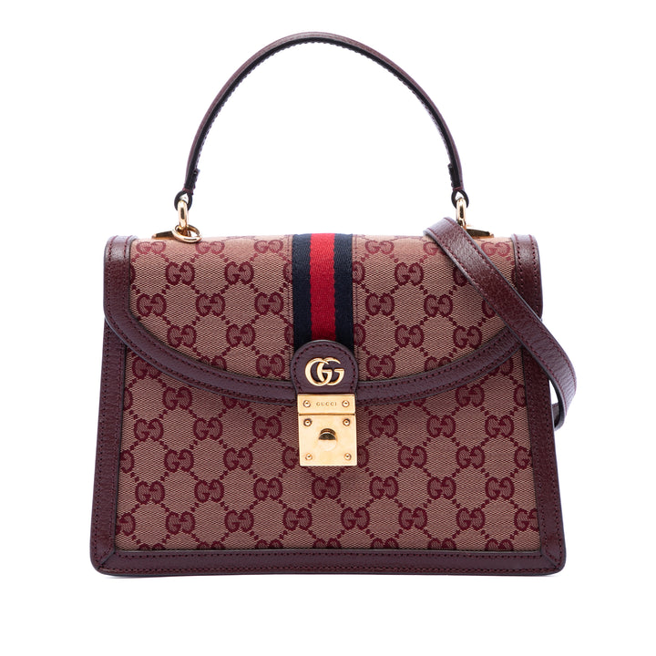 Gucci Small GG Toile Web Ophidia anse supérieure à rabat