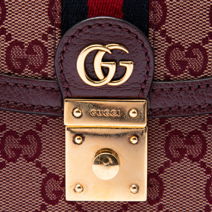 Gucci Small GG Toile Web Ophidia anse supérieure à rabat