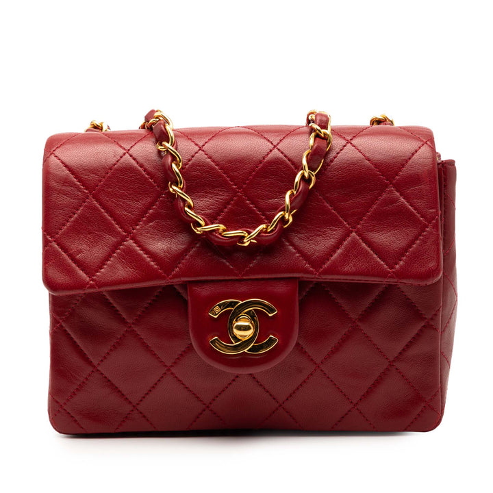 Chanel Mini Square Classic Cuir d’agneau Simple rabat