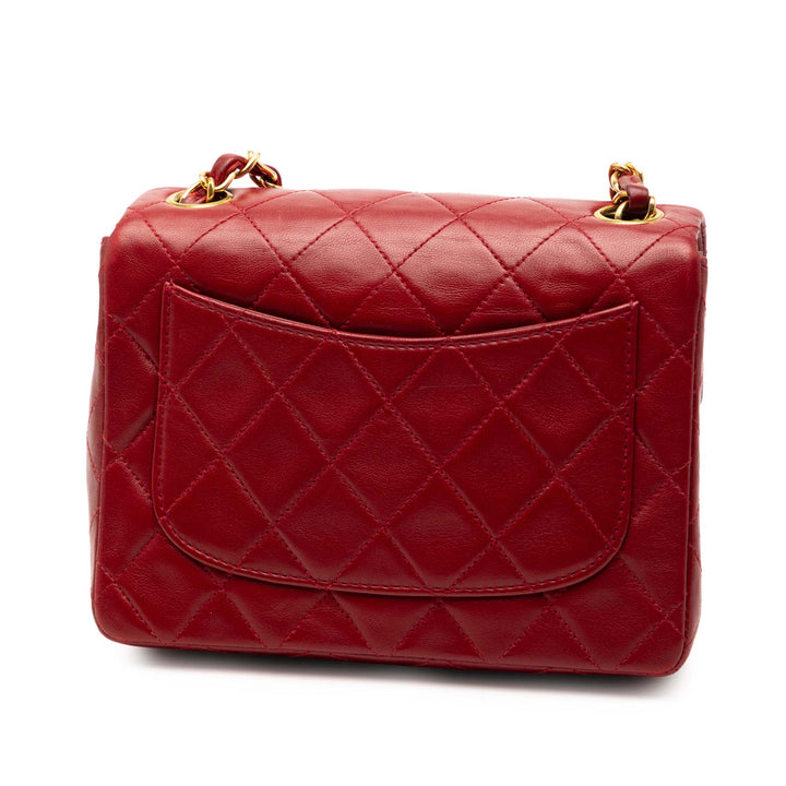 Chanel Mini Square Classic Cuir d’agneau Simple rabat