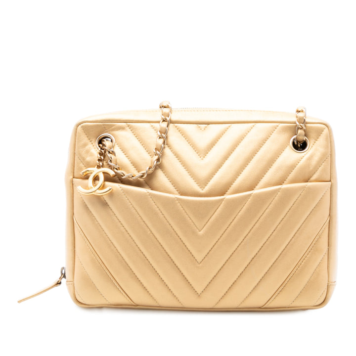 Chanel CC Chevron Cuir d’agneau Camera Sac bandoulière