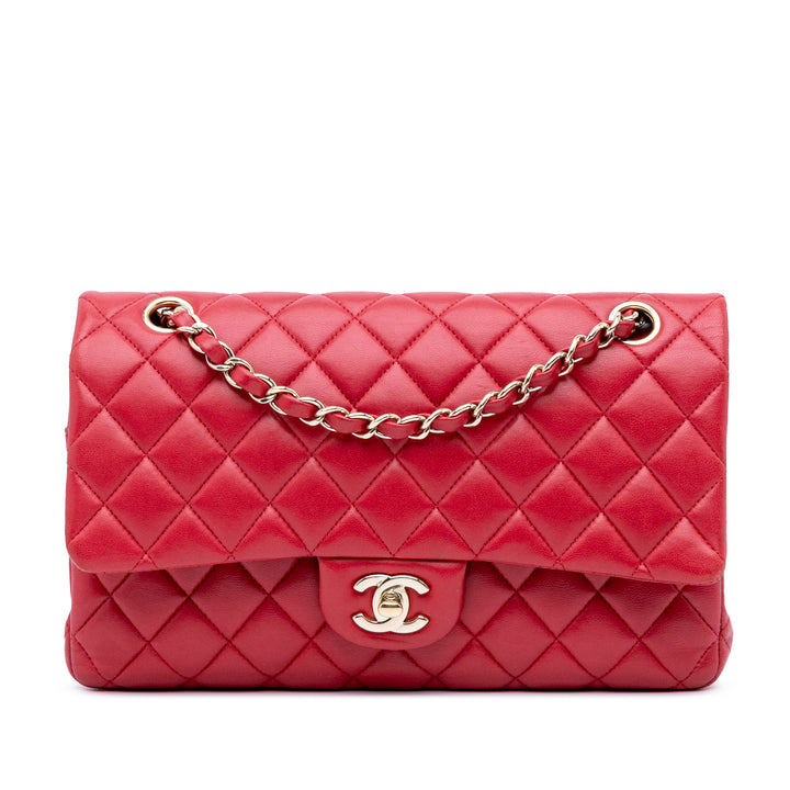 Medium Classic Lambskin Double Flap Red - Gaby Paris