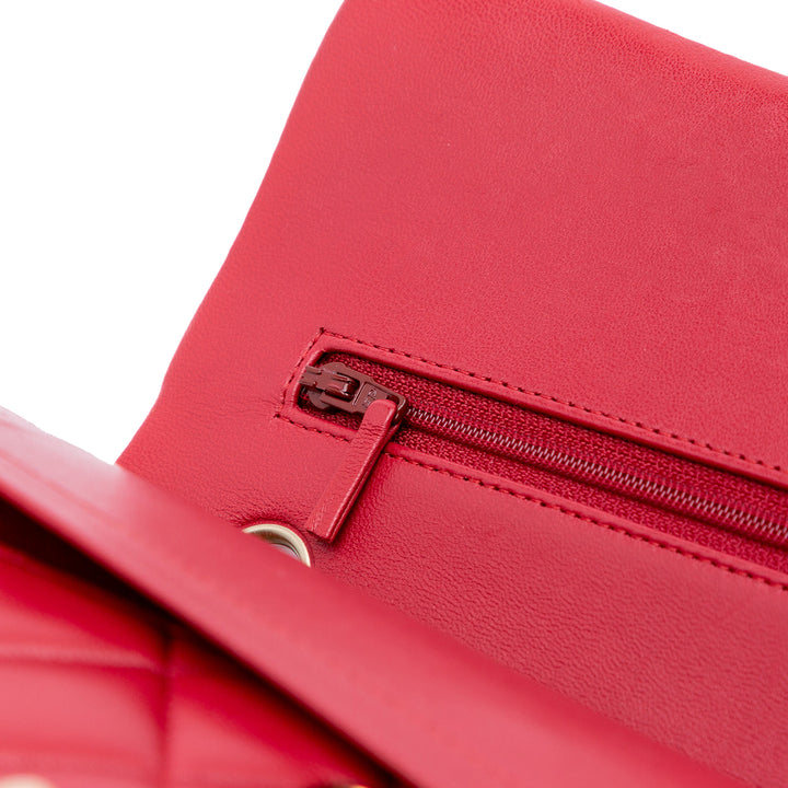 Medium Classic Lambskin Double Flap Red - Gaby Paris
