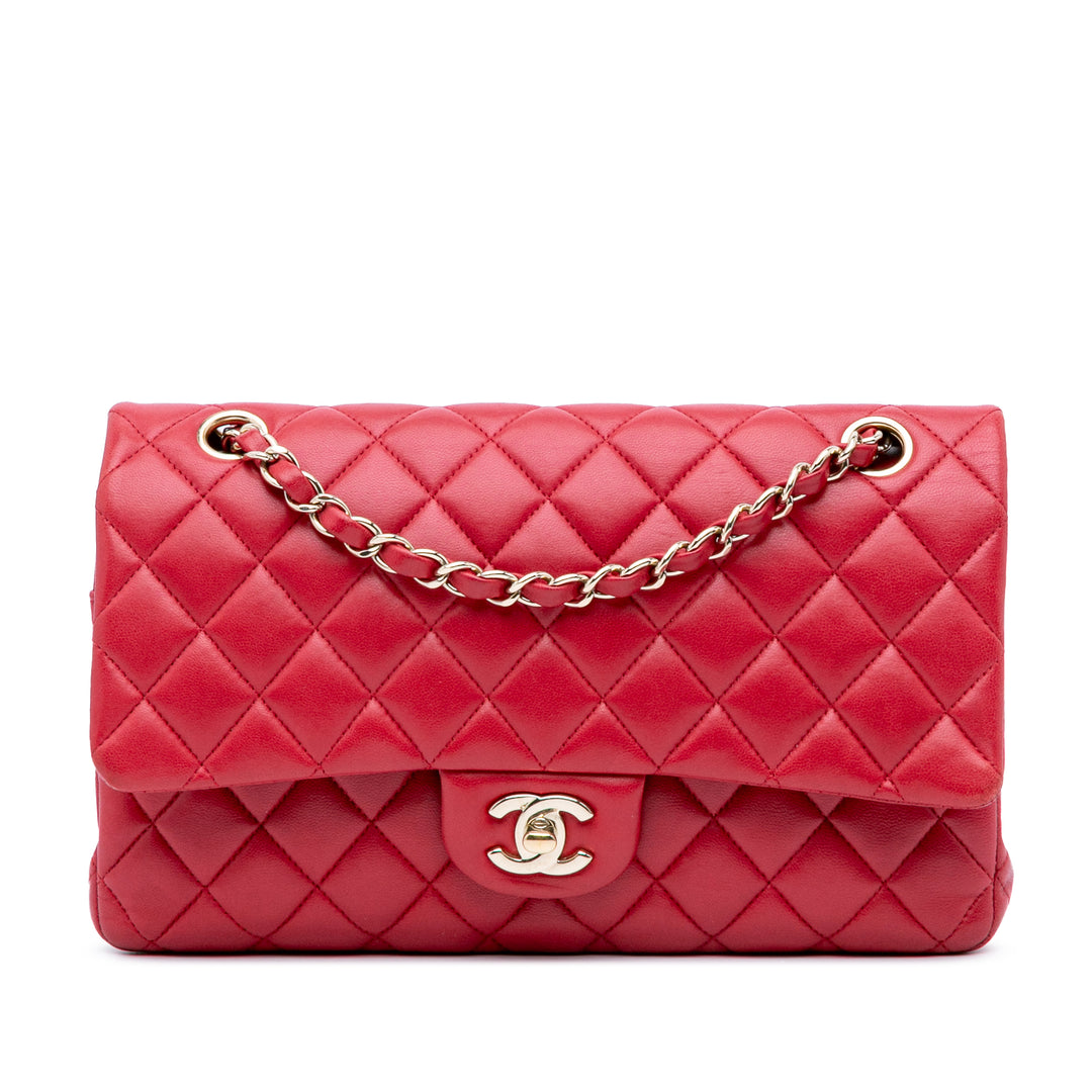 Medium Classic Lambskin Double Flap Red - Gaby Paris