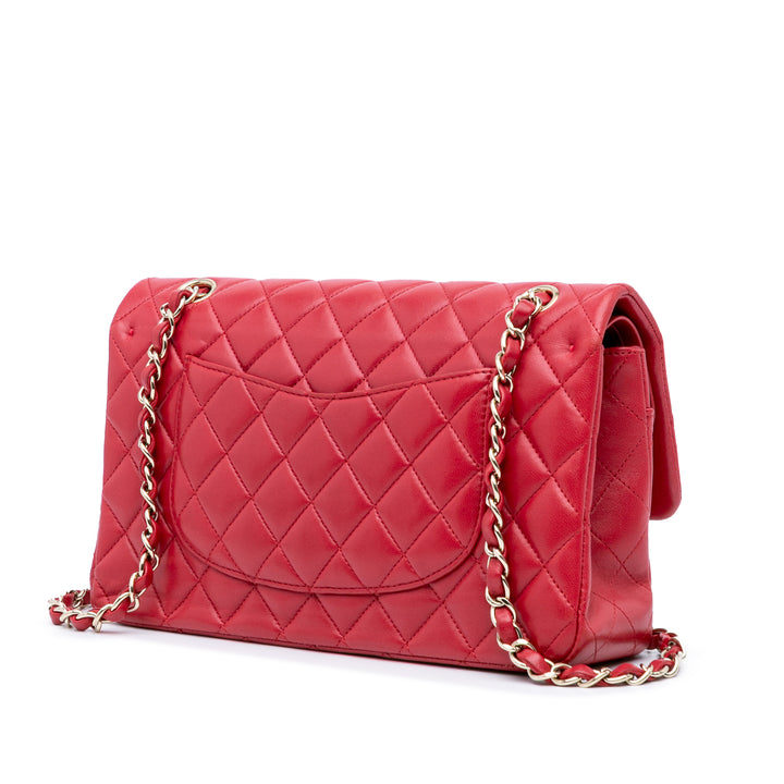 Medium Classic Lambskin Double Flap Red - Gaby Paris