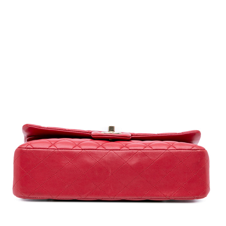 Medium Classic Lambskin Double Flap Red - Gaby Paris