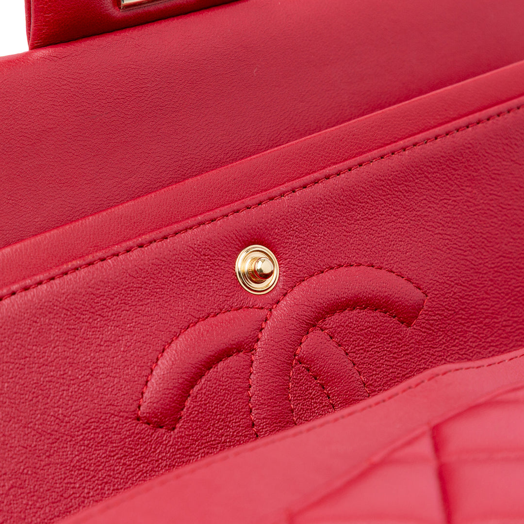 Medium Classic Lambskin Double Flap Red - Gaby Paris